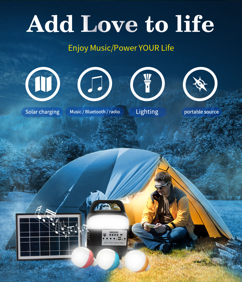 Portable Solar Energy System Camping Lamp Power Supply Microgenerator Home Emergency Light Multifunctional Solar Radio Frequency Modulation