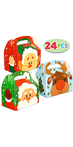 24 PCs 3D Christmas House Cardboard Treat Boxes
