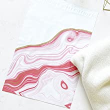 pink agate and gold poly mailer
