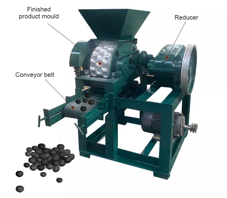 Small Charcoal Briquette Machine Ball Press Moulding Making Machine Double Rollers Coconut Coal Ball Pressing Maker