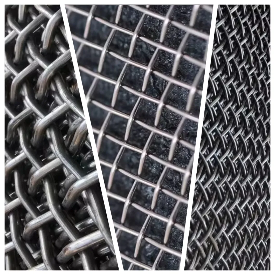 High Tensile Manganese Steel Wire Braided Mesh Quarry Rock Square Hole Crimped Wire Mesh Screen Mesh
