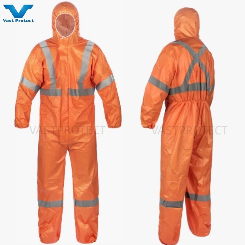 Protective Tyvek Coverall Disposable Bi Color Reflective Peru Type 5&6 Coverall
