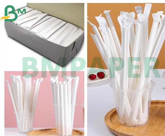 28gsm 27mm 29mm White Straw Wrapping Paper Bobin For Pack Plastic Straws 
