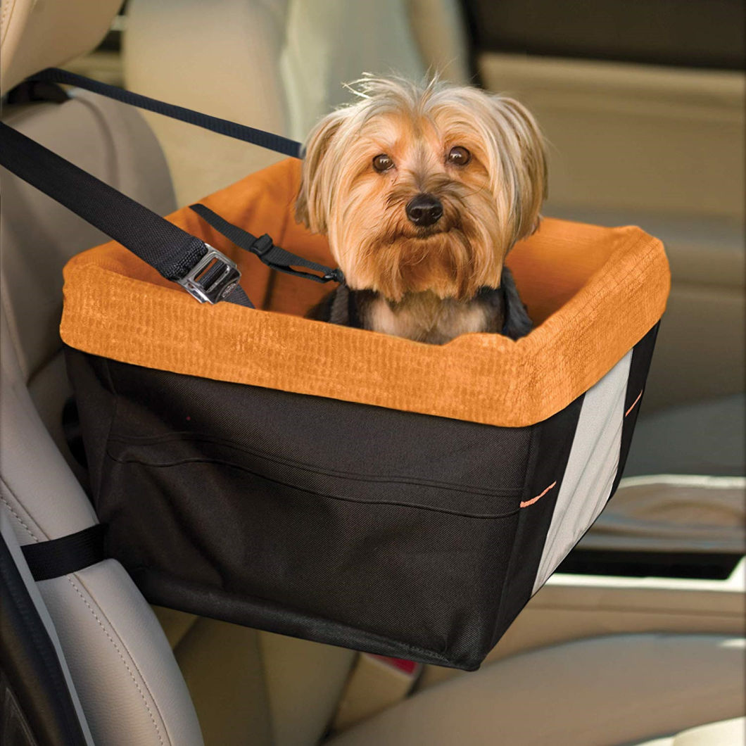Hot Selling Soft Comfortable Portable Dog Booster Car Seat with Clip-on Safety Leash