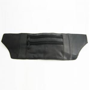 China Nouvelle poche de ceinture de Fanny de paquet de taille de sac de poche de bourse en cuir noire de voyage réglable on sale 