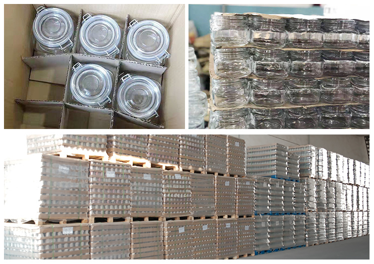Factory Price 500ml 1L Square Kitchen Glass Jars Packing Jars Flip Lid Glass Jars