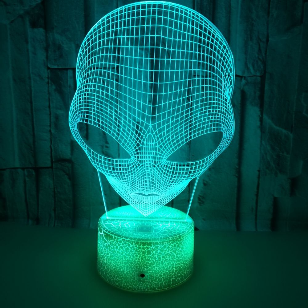 Martian shape OEM company logo 7 color 3D touch night light USB desktop colorful small table lamp