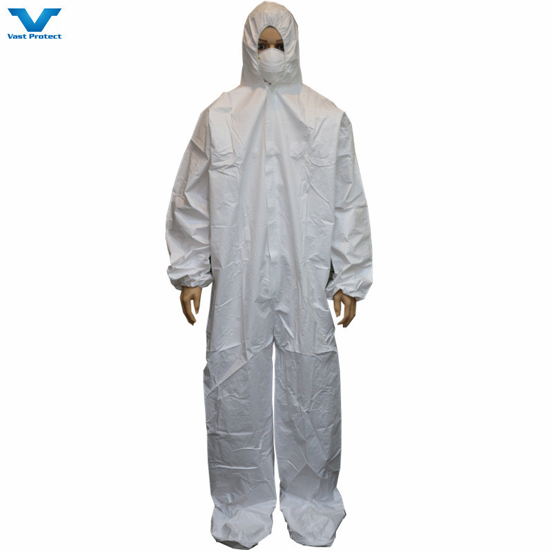 Overalls Disposable Nonwoven SMS Microporous Coveralls with Knitted Cuffs