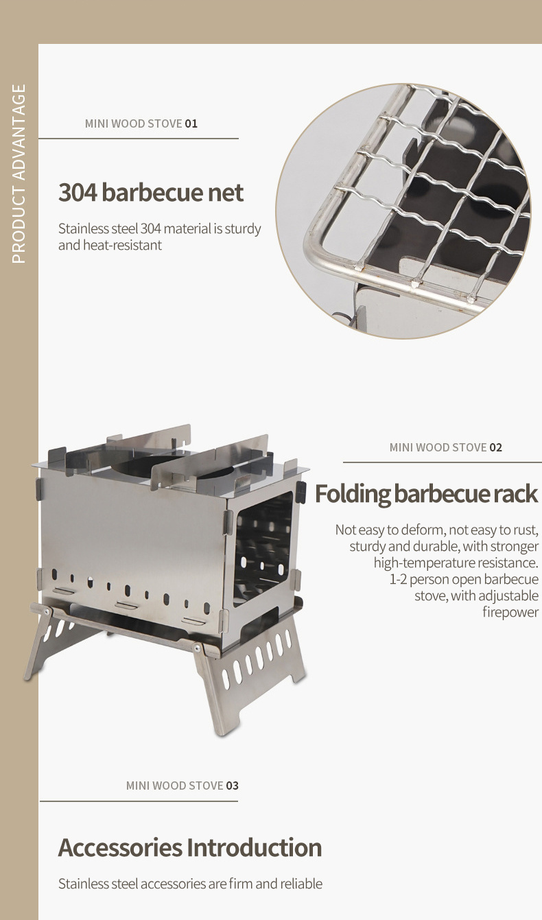BBQ Foldable Camping Backpacking Stove Barbecue Folding Card Grill BBQ
