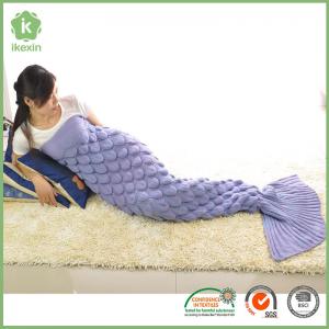 China Adult 100% Arcylic Purple Scales Mermaid tail Blankets for Women on sale 