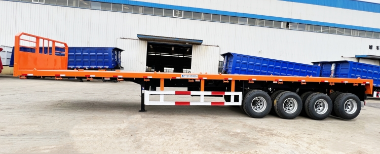 4 Axle 40 Foot Flatbed Semi Trailer with Front Wall for Sale in Mauritius