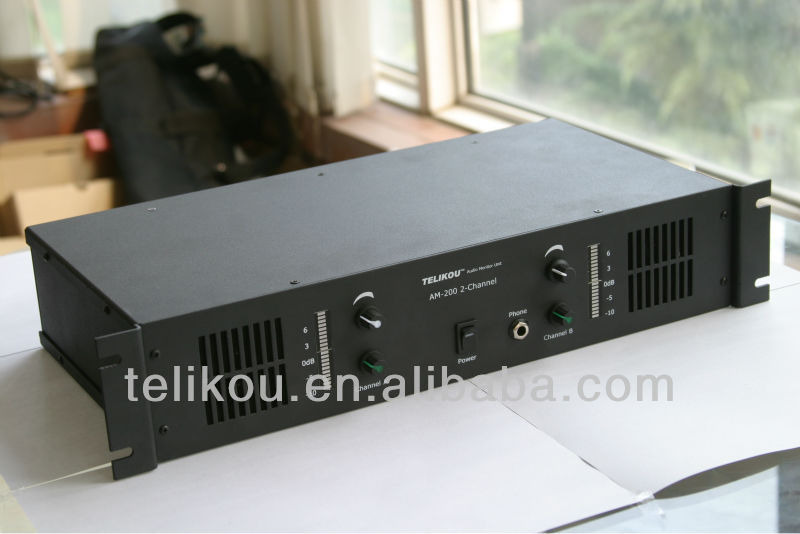 TELIKOU AM-200 Two Channel Stereo Audio Monitor Unit for Professional Audio, Video & Lighting