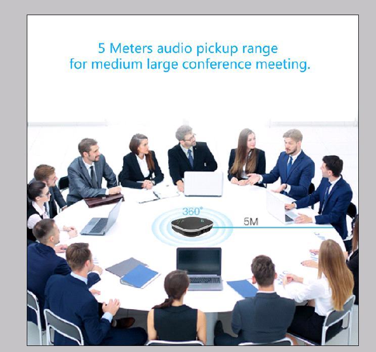 Tevo-Na200 USB Conference Speaker Built-in 360&Deg 4 Array Microphones Daisy-Chain Speakerphone for 20 People in 40 Square Meters