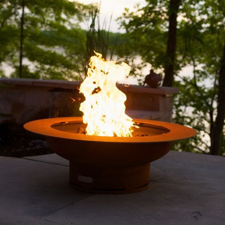 Antique Round Corten Steel BBQ Firepit Burner