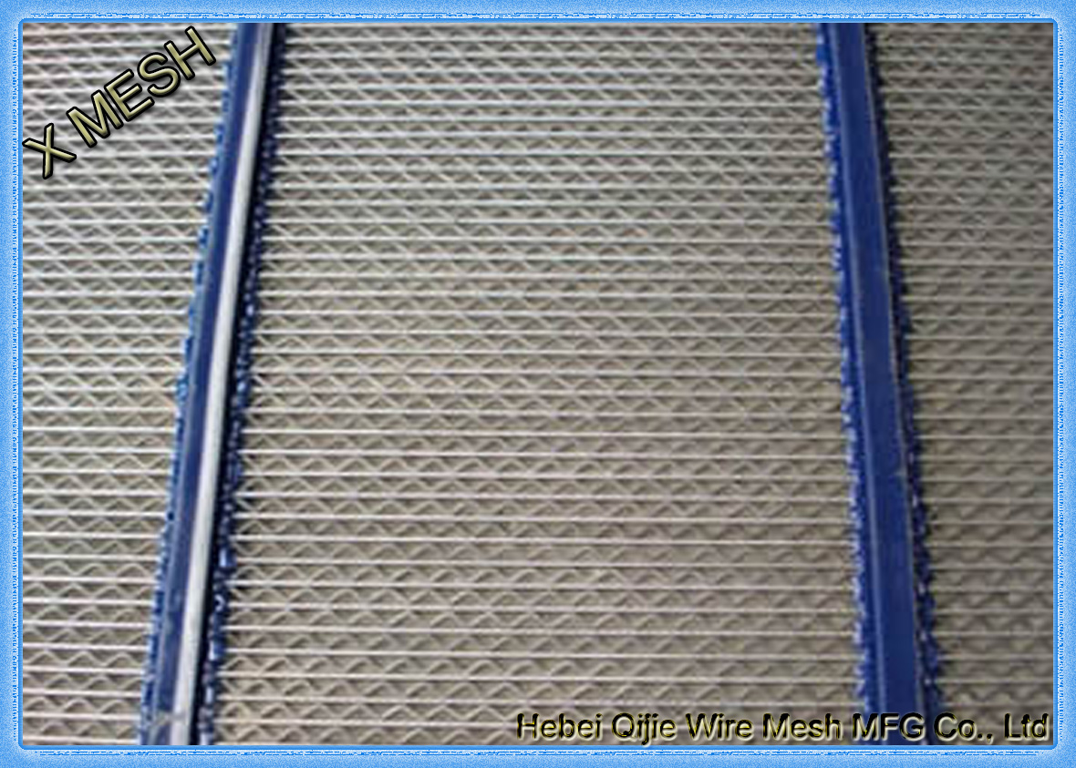 A piece of W type of self cleaning screen mesh with two blue polyurethane cover. 