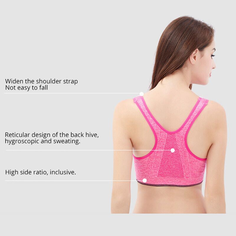 Wholesale Cotton Bra Front Zipper Wide Straps Women Sports Bra for Yoga