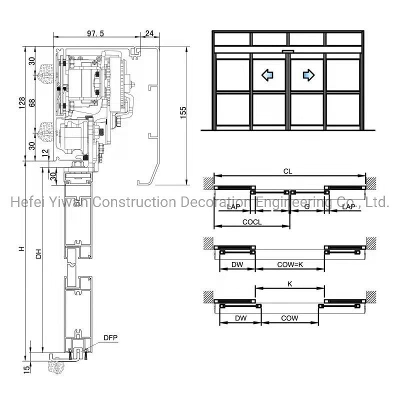 Heavy Duty Sliding Door Track System, Aluminium Automatic Sliding Glass Gate Operator System (YW-195)