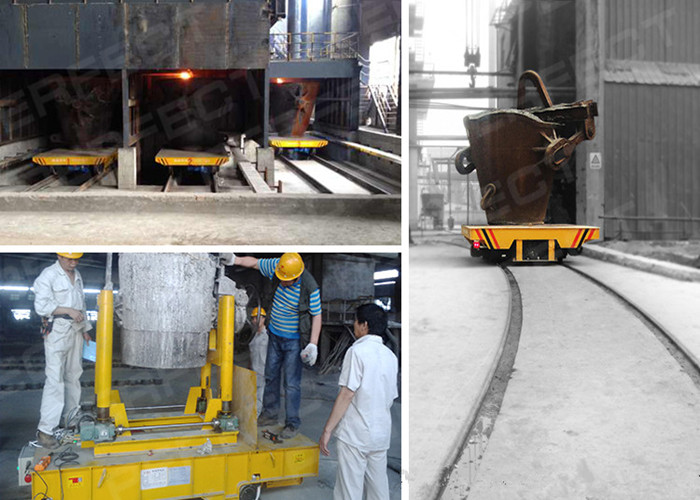 30 ton heavy load steerable ladle transfer cart on rails can equipped hydraulic lifting table