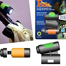 gogo stik pooper scooper fido led flash light flashlight rechargeable clip on light adapter