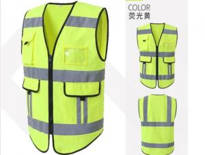 China Reflective Safety Vest , Anti Static Vest Yellow Polyester Mesh Material on sale 