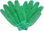 Gants fonctionnants de mains de coton de couleur verte avec le poignet de Knit pour l'usage d'hiver