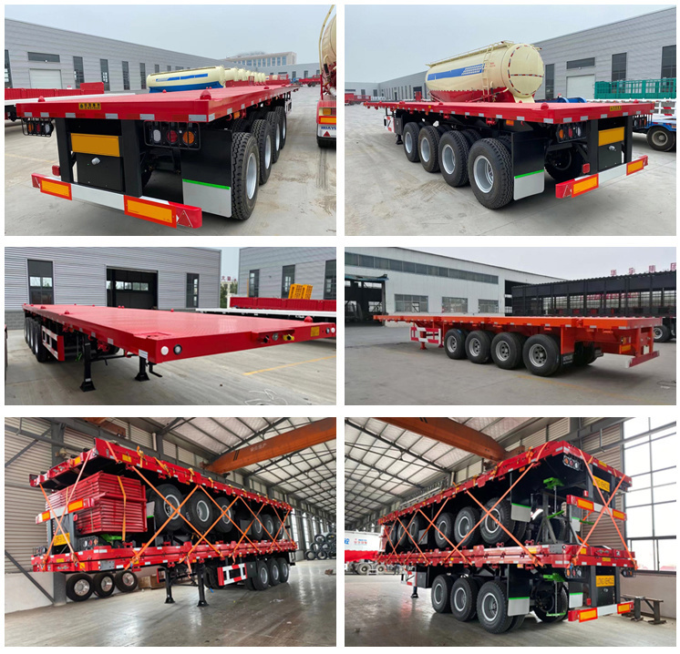 3 4 Axle 40FT Platform Flatbed Semi Trailer for Container Transport