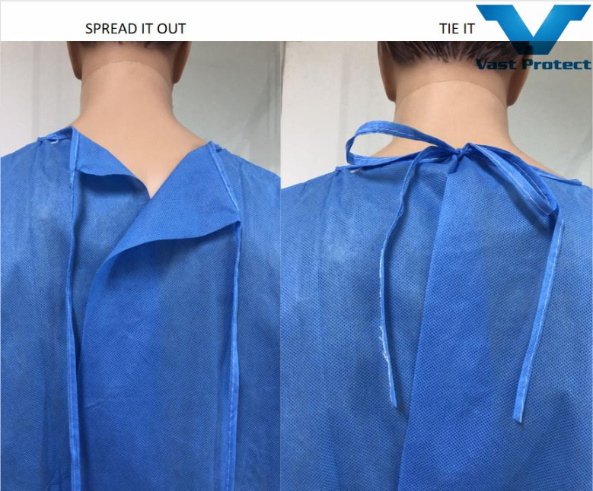 En13795 SMS Anti-Static Waterproof Good Tensile Strength Non-Woven Isolation Gown