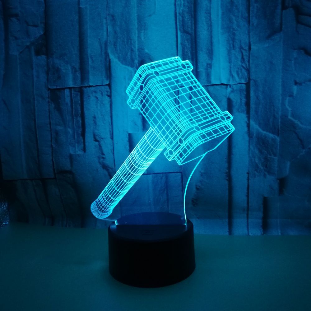Amazon Hammer custom OEM picture logo 3D led night light movie Quake visual light creative gift table lamp
