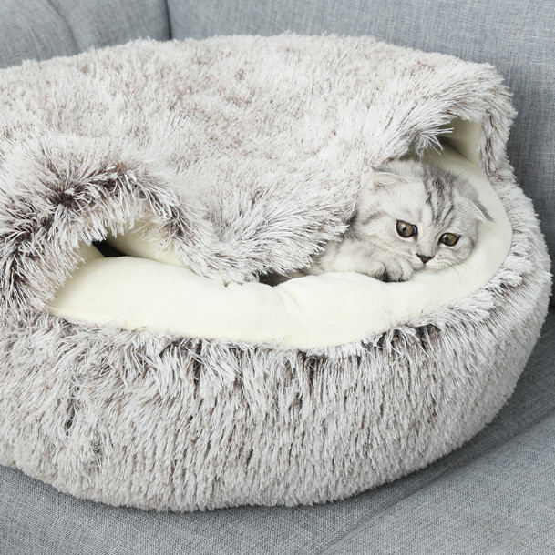 cat bed with blanket