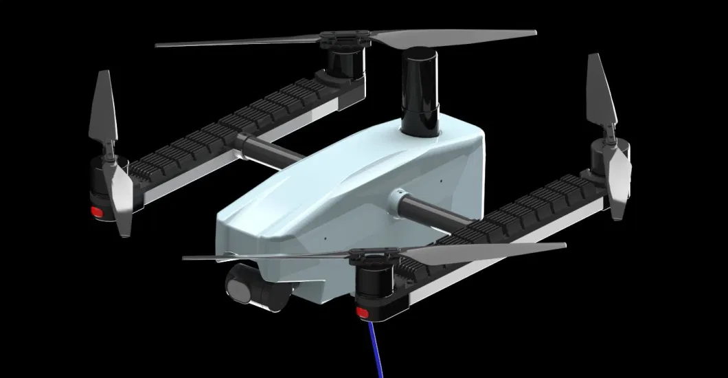 Lighting Drone by Tether Cable Supply Power Continuously 24 Hours for Emergency Lighting