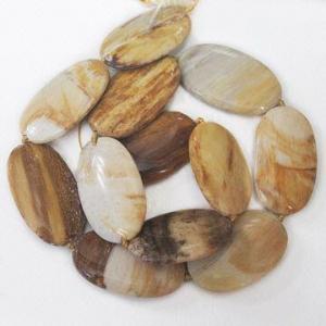 China 23 x 34mm Petrified Wooden Stones/Beads, Sale by 16-inch/Stand on sale 