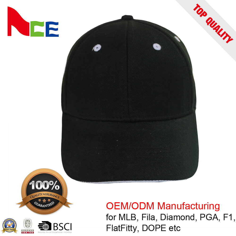 High quality 6 panel hat black acrylic wholesale snapback hats