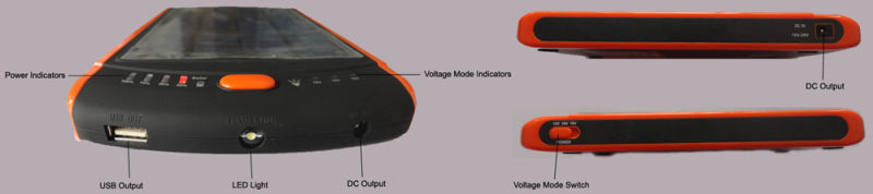 Solar Charger High Capacity 23000mAh DC and USB Output (CE RoHS approved) (MP-S23000)
