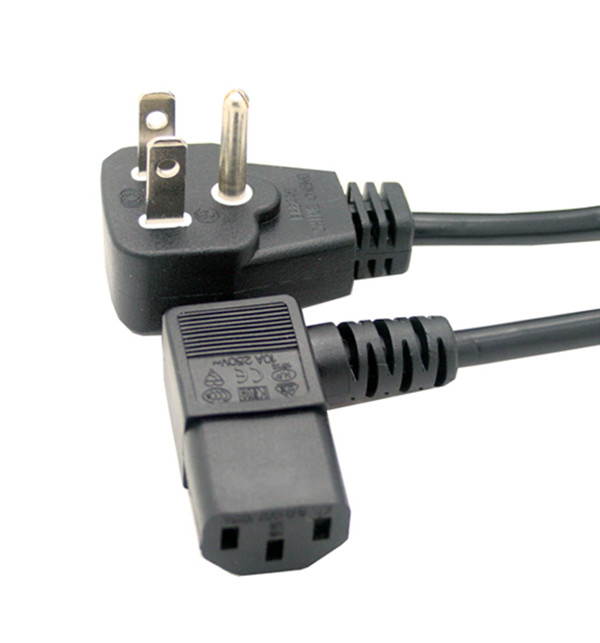 Flat Plug Power cord, Angled 5-15P C13 for LCD LED Wall Mount TV