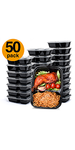 32oz two compartment disposable meal prep containers
