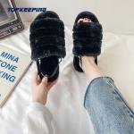 OEM / ODM PVC Outsole Womens Furry Slippers For Winter