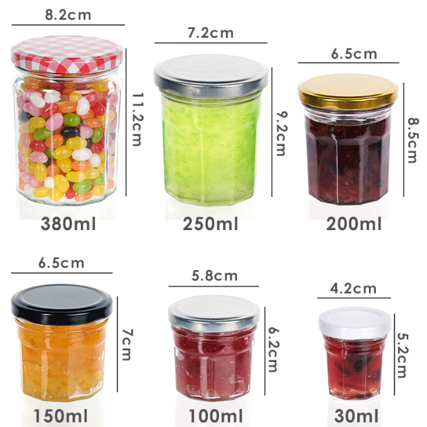 Food Grade 120 Ml 240 Ml 300 Ml Square Glass Jar Jam Jars with Metal Lid