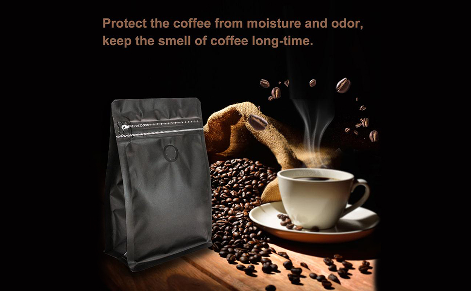 8 OZ Black Matte Metlic Coffee Bags