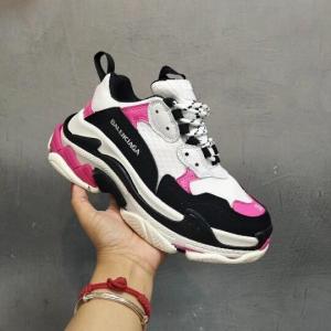 China REOLICA HIGH QUALITY BALENCIAGA RETRO DADDY BLACK&ROSE RED RUNNING SHOES on sale 