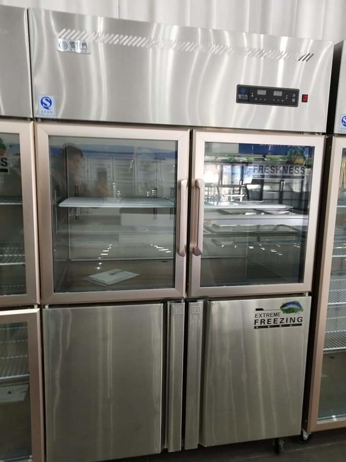 Upper Double Glass Door Stainless Steel Freezer 4 Door Commercial 3
