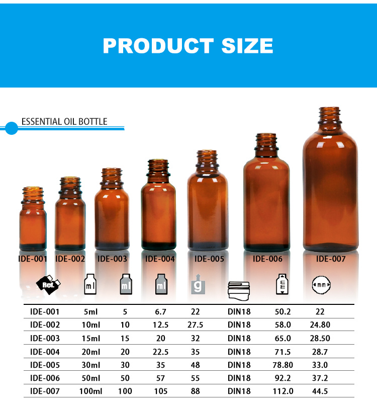 Custom Label 5ml 10ml 15ml 20ml 30ml 50ml 100ml Glass Rose Oil Dropper Bottle with Plastic Dropper Cap