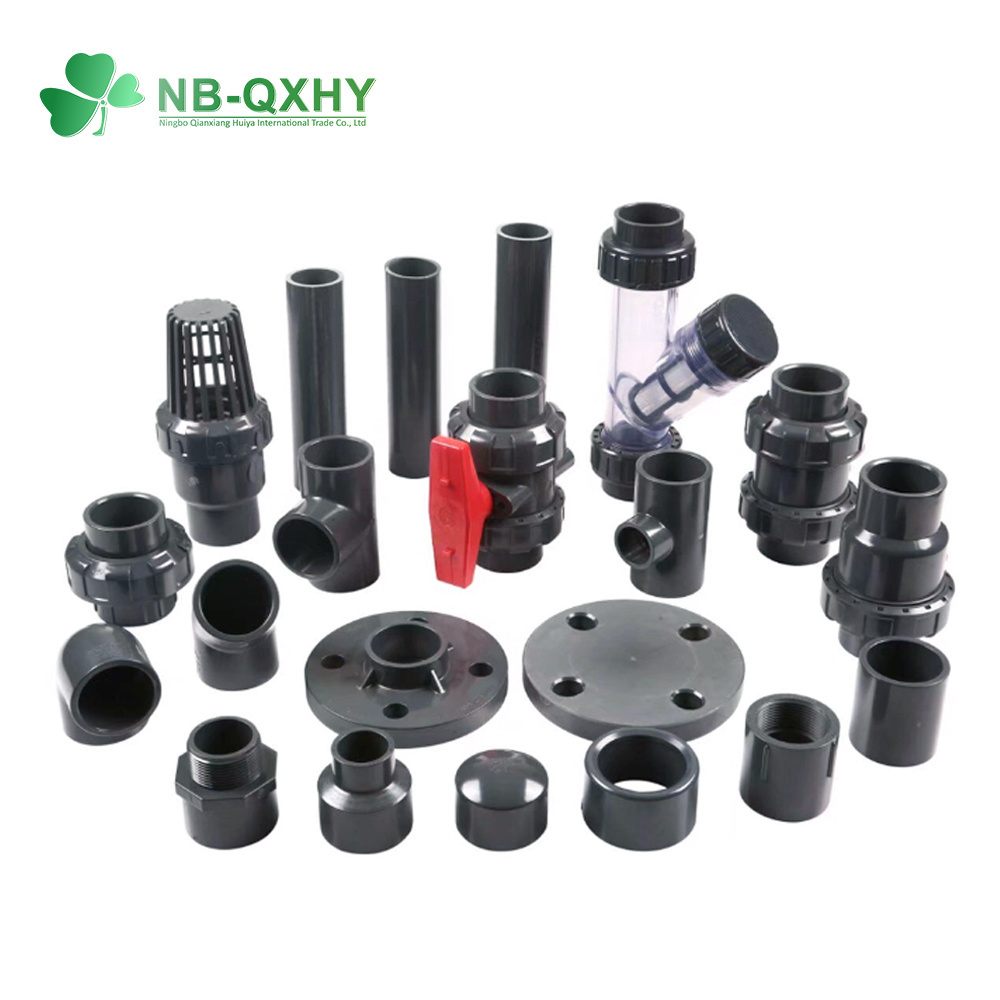 Grey PVC 90 45 Degree Plastic Pipe Fittings Pn16 Industrial Tee UPVC Elbow with CE Approval