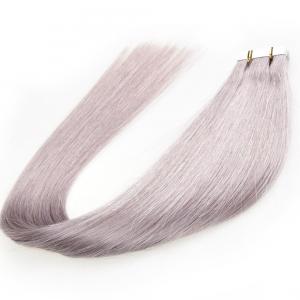 China Brazilian Virgin Glue PU Tape Hair Extensions For Thin Hair , Grey Color on sale 