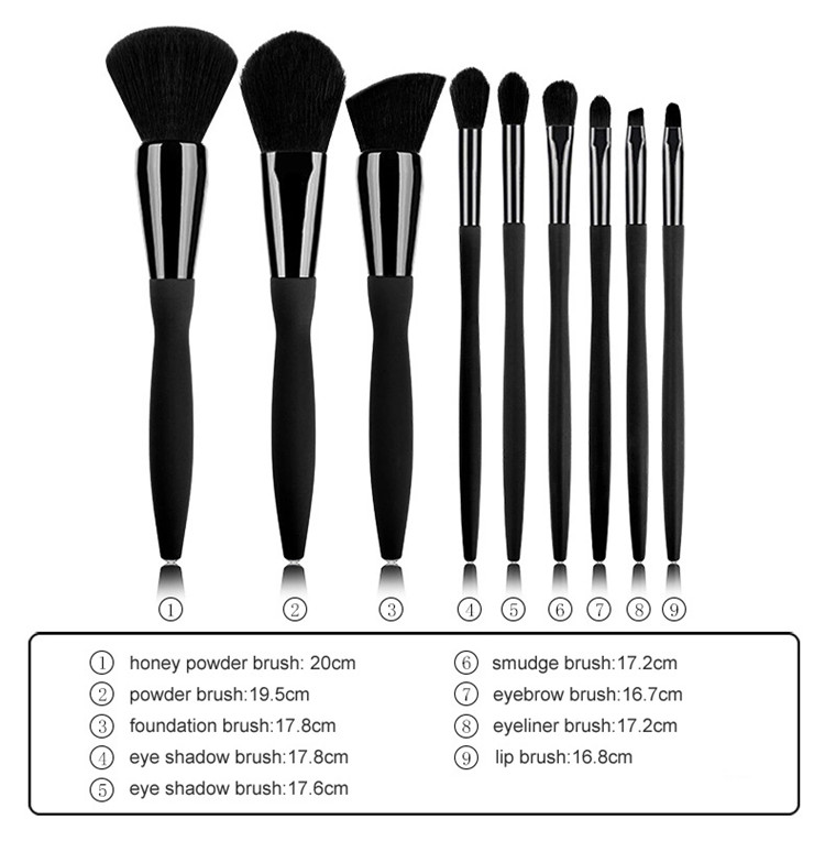 9pcs Pro High Quality Vegan Synthetic Make Up Brushes Luxury Professional Private Label Makeup Brush Set With Belt Bag