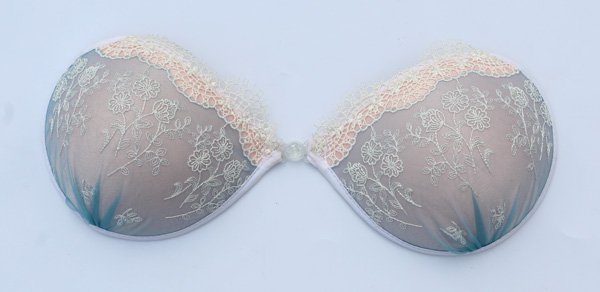 White lace strapless embroidery invisible stick on bra for wedding