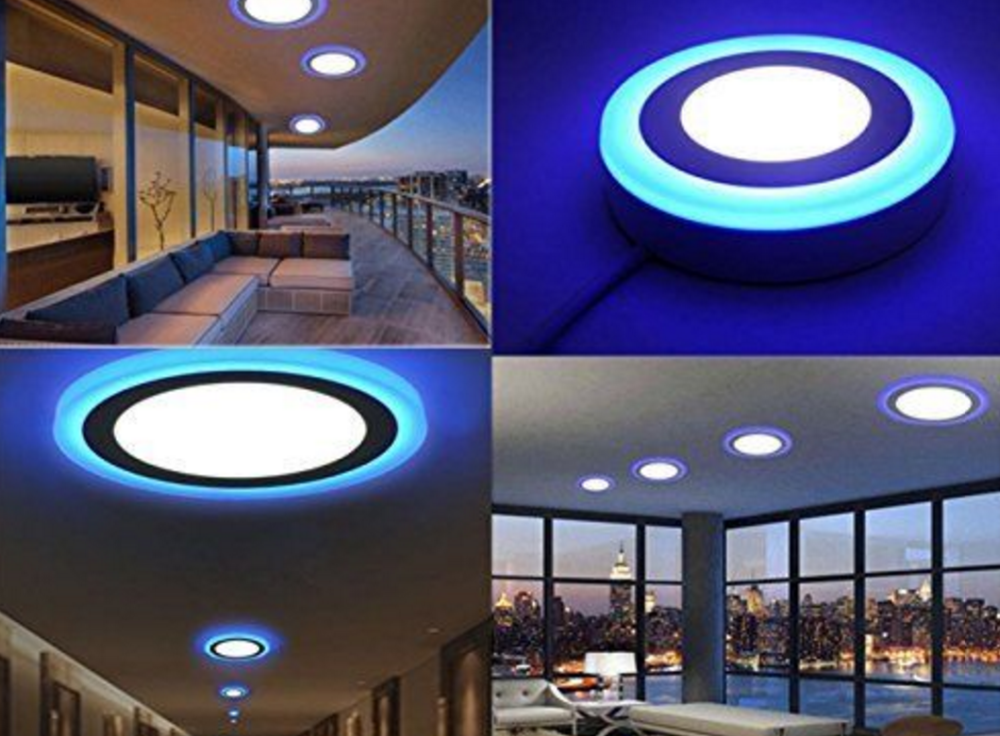 Round Square Double Color Led Ceiling Panel Lamp Surface Mounted SMD Recessed12+6W LED Panel Light