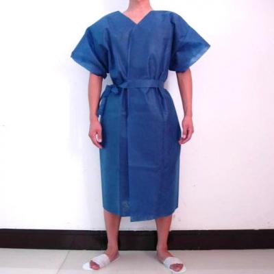 Short Sleeve Blue Plastic Isolation Gowns Prevent Pollution For Beauty Salon / Spa