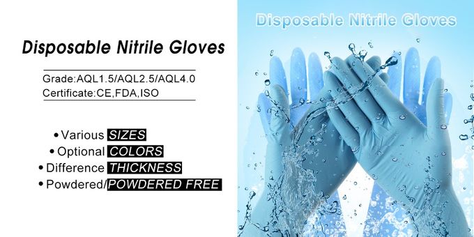 Excellent Flexibility Disposable Medical Gloves Nitrile Material No Allergies