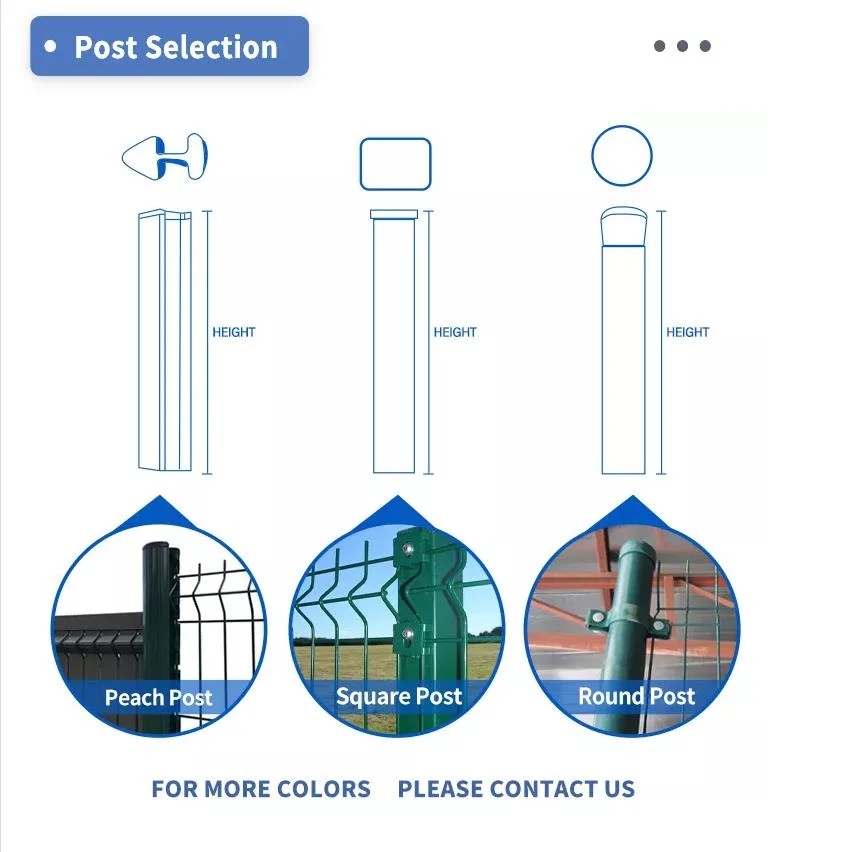 post of curved mesh fence