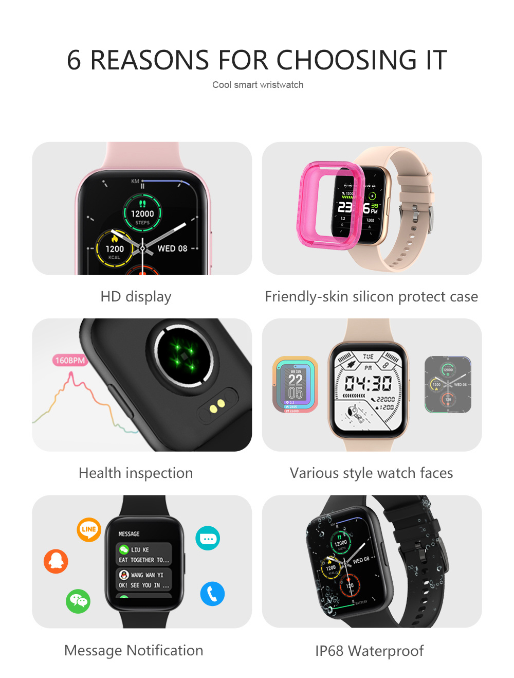1.69 Inch Large Screen Display for Sleep Heart Rate and Exercise Monitoring P25 Smart Watch